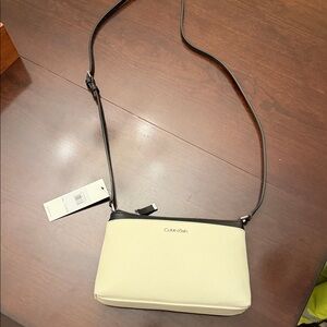Calvin Klein Ivory and Black Crossbody Bag